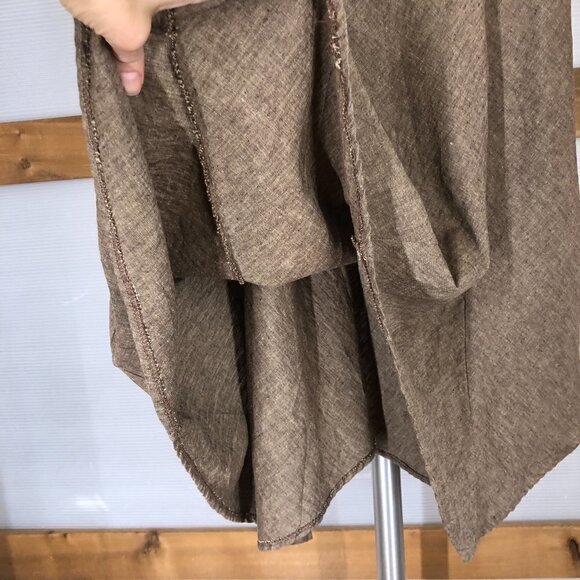 Chapter ONE Linen Cotton Brown Zig-Zag Hem A-Line Skirt Sz 12 - Picture 5 of 9